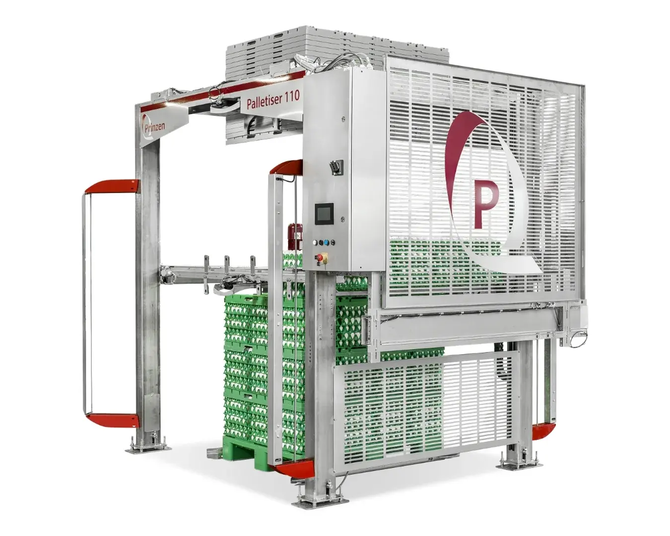 Palletiser 110 — automatyczny paletyzator jaj Prinzen układający stosy wytłaczanek na palecie